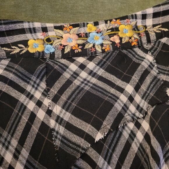 Aratta Silent Journey Black/Beige Plaid Embroidered Maxi Skirt - Size S - NWT - Picture 2 of 8